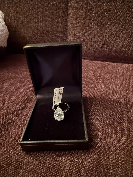 Jewelry - 6.09 plus Carats Certified 14k White Gold Diamond Pear Ring with certification!